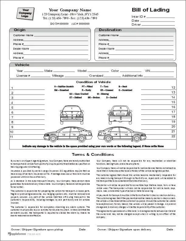 Know About Your Car Shipping Bill of Lading