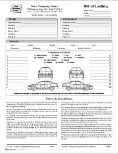 Sample Bill of Lading