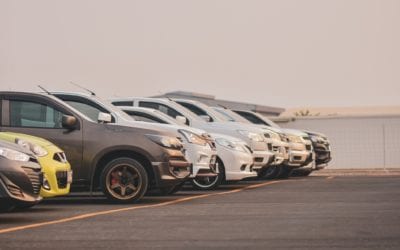 cars parked at a private auto auction