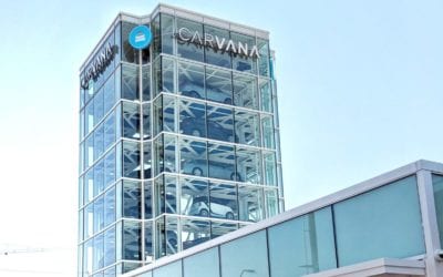 view of a Carvana car vending machine